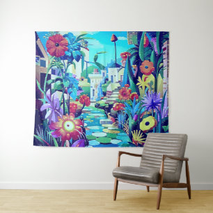 Tapete De Parede Jardim Surreal - Ilustração Floral design 2