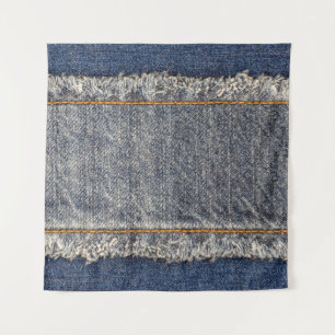Tapete De Parede Jeans Azuis Denim: Patch Duplo Casual