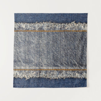 Tapete De Parede Jeans Azuis Denim: Patch Duplo Casual