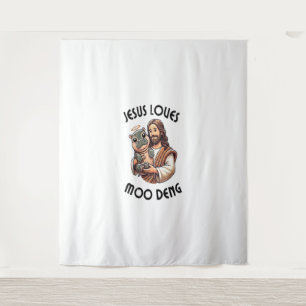 Tapete De Parede Jesus ama Moo Deng T-Shirt_3