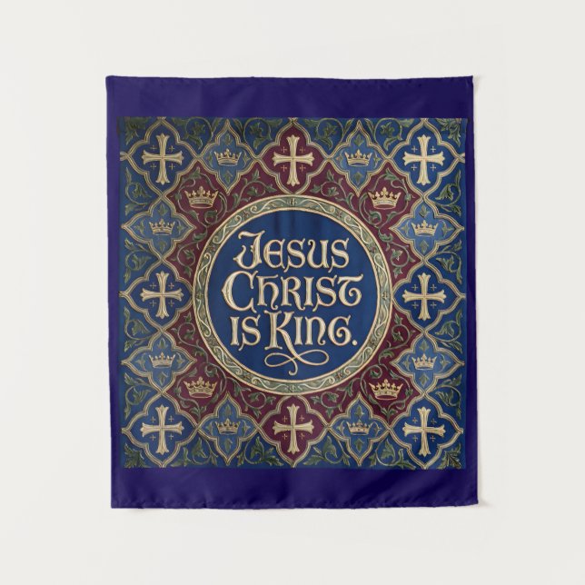 Tapete De Parede 'Jesus Christ is KING' Christian Inspired Tapestry (Frente)