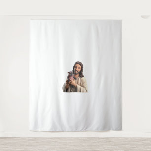 Tapete De Parede Jesus e Moo Deng_ A Tomada Única de Arte Clássica