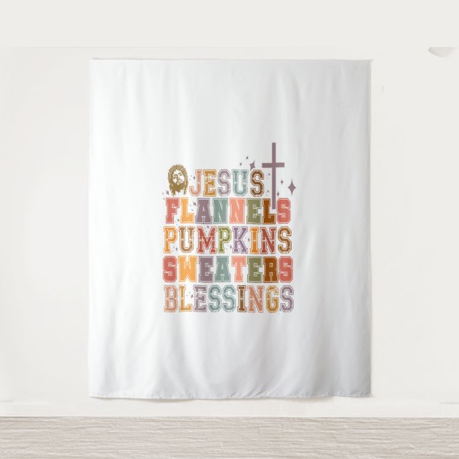 Tapete De Parede Jesus Flannels Pumpkins Sweater Bênçãos (Frente)