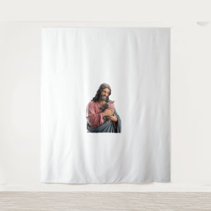 Tapete De Parede Jesus segurando um bebê Hippo pintando uma guitarr