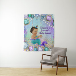 Tapete De Parede Jewel Mermaid Baby Shower Banner de Fundo