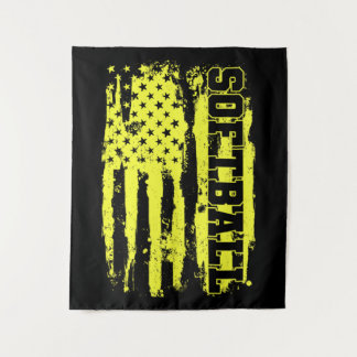 Tapete De Parede Jogador Softball American Flag