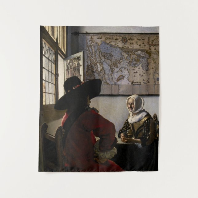 Tapete De Parede Johannes Vermeer - Oficial com uma Garota Rindo (Frente)