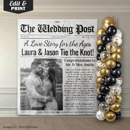 Tapete De Parede Jornal de Casamento Personalizado com Foto