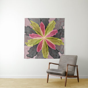 Tapete De Parede Joy, Flor de Fantasia de Antracite Verde Rosa