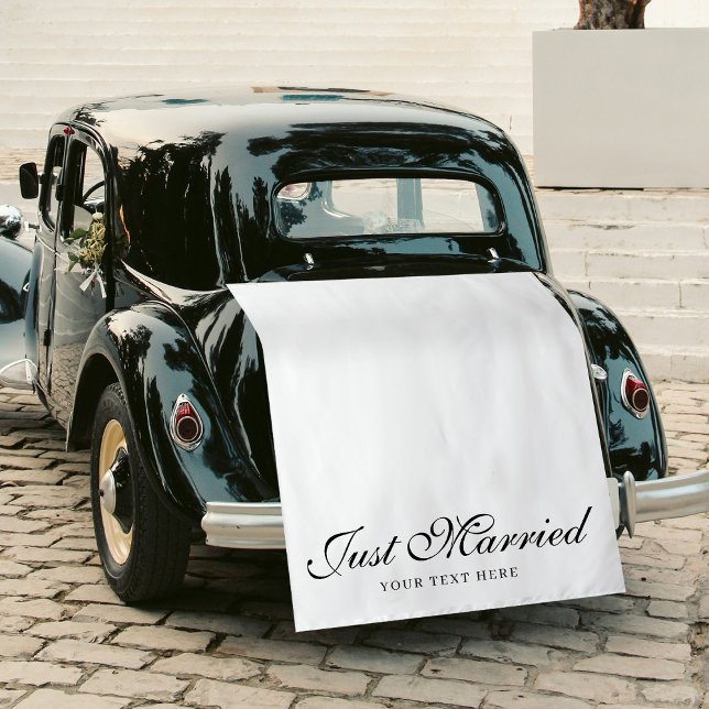 Tapete De Parede Just Married Wedding Text Fabric Car Banner Sign (Just Married Wedding Text Fabric Car Banner Sign Tapestry)