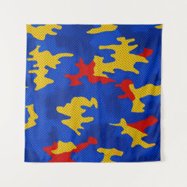 Tapete De Parede Kansas Blue Red Yellow Vibrant Camo Pattern