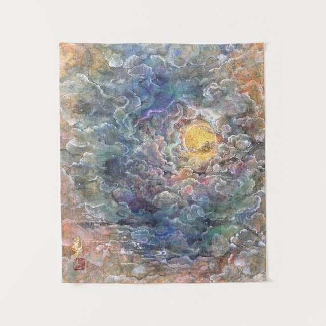 Tapete De Parede Kayoiji: Moon's Journey Through Ethereal Clouds (Frente)