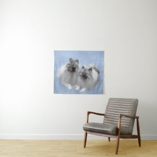 Tapete De Parede Keeshond Pair de Kees pintando Arte Animal Origina