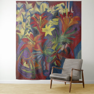 Tapete De Parede Kirchner Lírios Laranja Vibrante Expressionista Ar