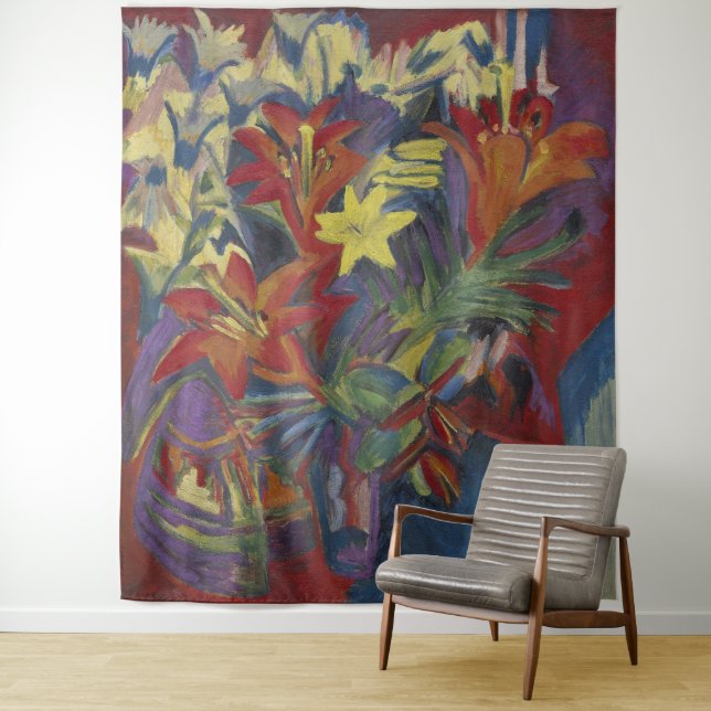 Tapete De Parede Kirchner Lírios Laranja Vibrante Expressionista Ar (In Situ)