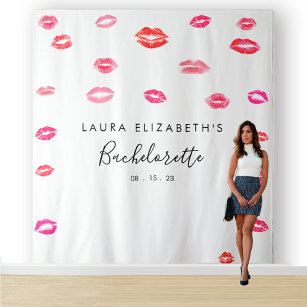 Tapete De Parede Kiss Lipstick Bachelorette Photo Booth Backdrop