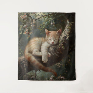 Tapete De Parede Kitten dormindo em uma árvore