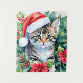 Tapete De Parede Kitten Na Arte De Natal Do Papai Noel