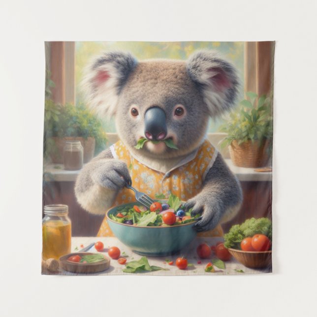 Tapete De Parede Koala Comendo Salada (Frente)