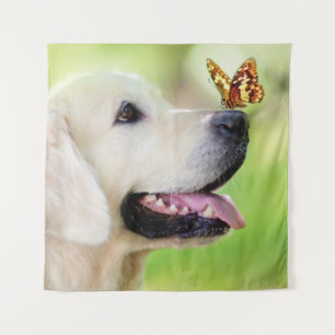 Tapete De Parede Labrador E Travesseiro decorativo De Borboleta