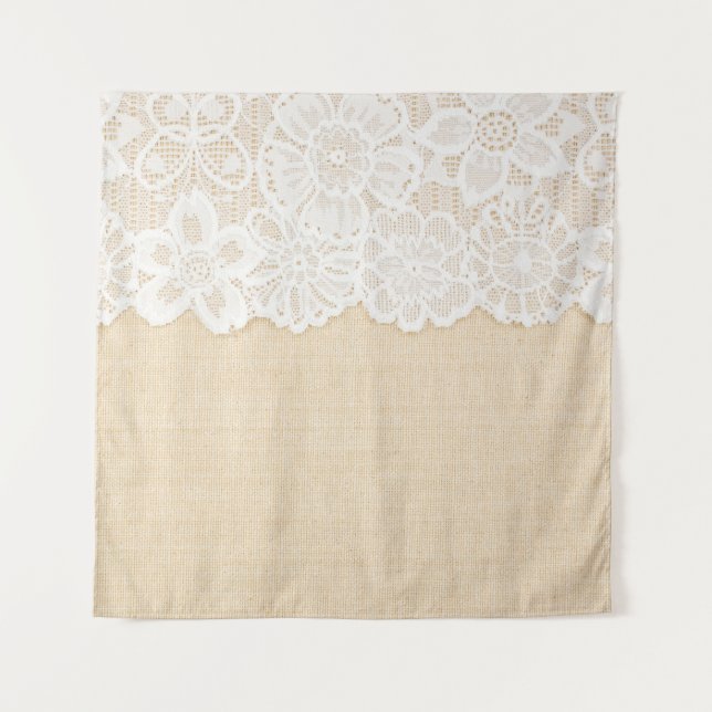 Tapete De Parede Lace branco sobre design de tecido. (Frente)