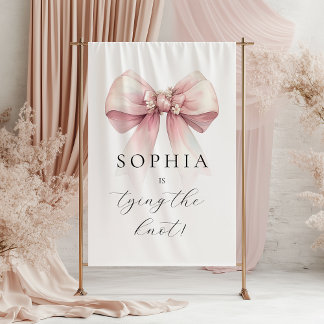 Tapete De Parede Laço Rosa Ela Está Se Casando Chá de Noiva