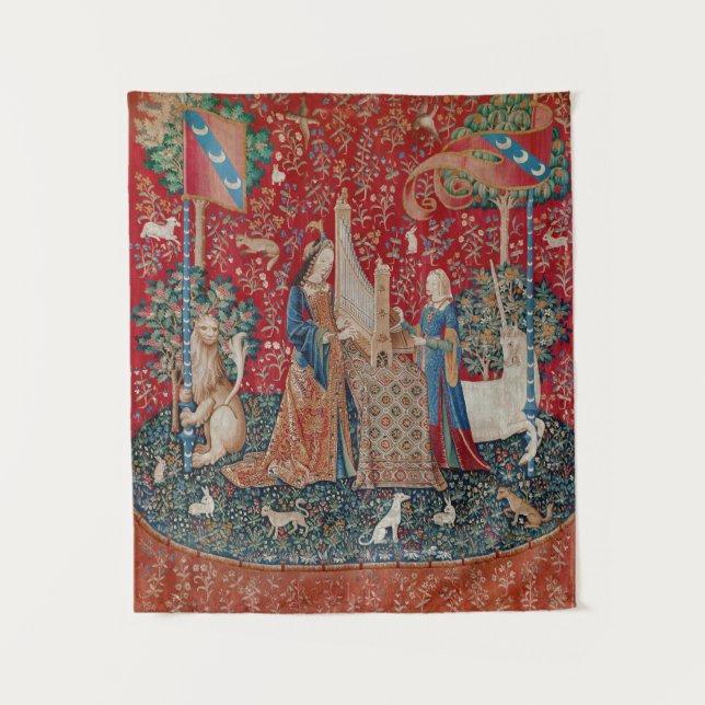Tapete De Parede Lady and Unicorn Medieval Tapestry Hearing (Frente)