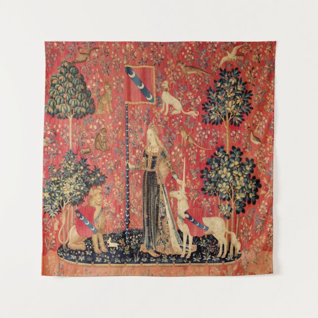 Tapete De Parede LADY E UNICORN Lion,Flores Fantásticas,Animais (Frente)