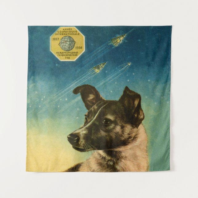 Tapete De Parede Laika — poster espacial soviético (Frente)