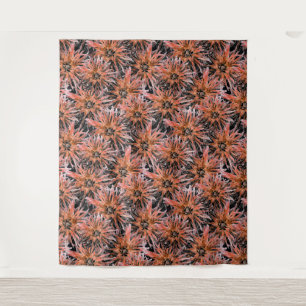 Tapete De Parede Laranja-aquarela e flores marrons.