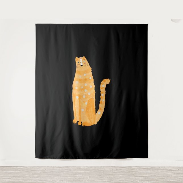 Tapete De Parede Laranja De Gatos (Frente)