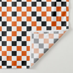 Tapete De Parede Laranja Preto e Branco Xadrez