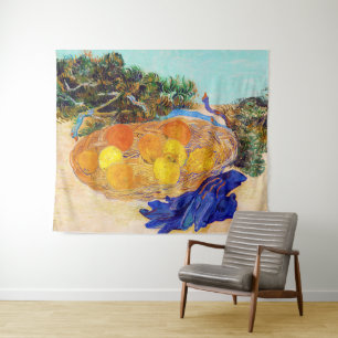 Tapete De Parede Laranjas e limões com luvas azuis, Van Gogh