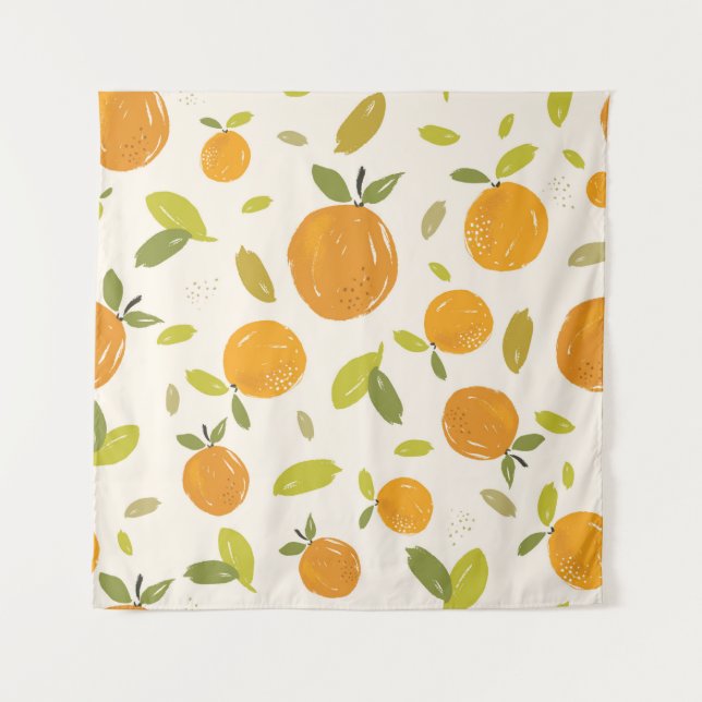 Tapete De Parede Laranjas pintadas à mão design de fruta de padrão  (Frente)