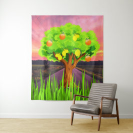 Tapete De Parede Laranjeiras e limoeiros pintados - Árvore abstrata