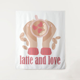 Tapete De Parede Latite e xícara de amor, mãos e café