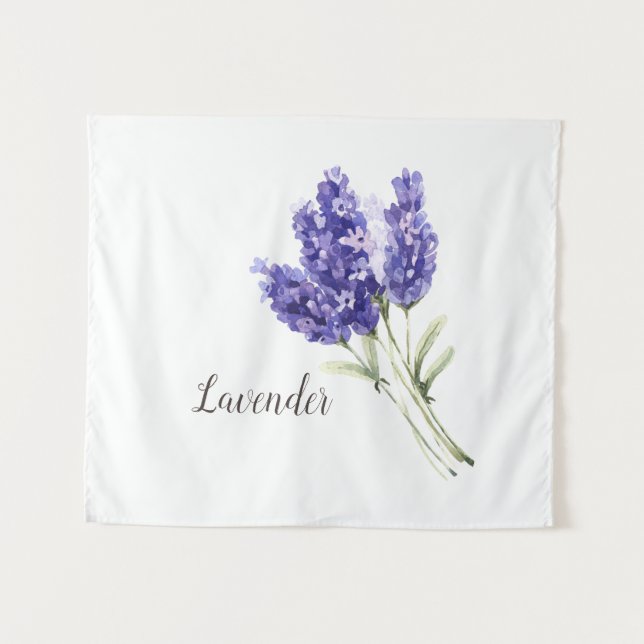 Tapete De Parede Lavanda Flores Aquarela (Frente (Horizontal))