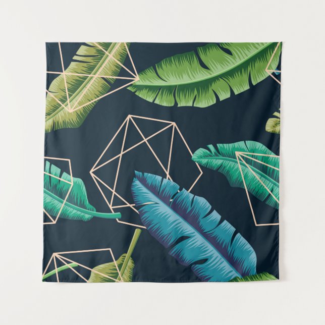 Tapete De Parede Leaves seamless pattern with abstract polygonal li (Frente)