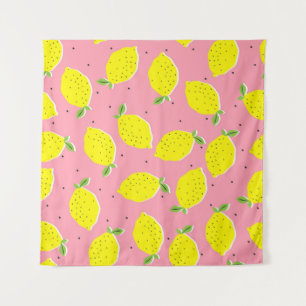 Tapete De Parede Lêmons caóticos cor-de-rosa Polka: Padrão Citrus