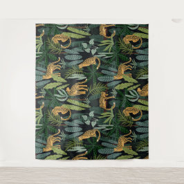 Tapete De Parede Leopard Jungle Forest Illustration Seamless Custom