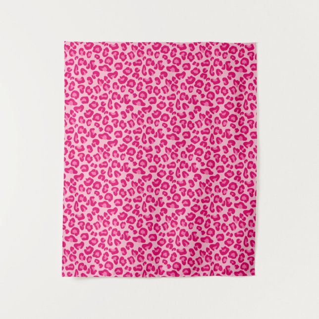 Tapete De Parede Leopard Print em Pastel Pink, Hot Pink e Fuchsia (Frente)