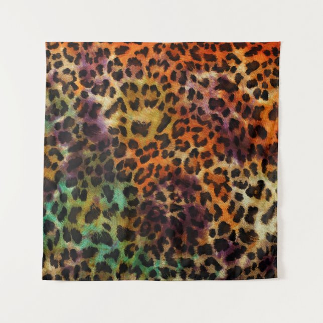 Tapete De Parede Leopardo Colorido: Textura de Abstrato (Frente)