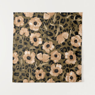 Tapete De Parede Leopardo Floral de Aquarela: Padrão Sem Fim