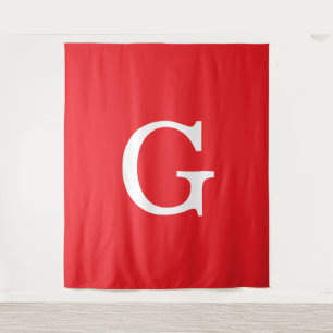 Tapete De Parede Letra Inicial Monograma Vermelho Branco Simples