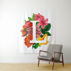 Tapete De Parede Letra maiúscula L monograma floral