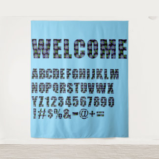 Tapete De Parede Letras Florais Azuis Faça Seu Próprio Fundo