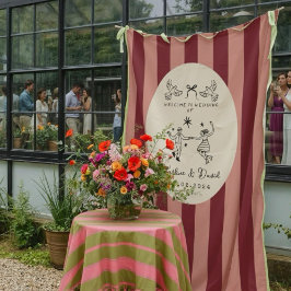 Tapete De Parede Letreiro de Boas-Vindas de Casamento Desenhado à M