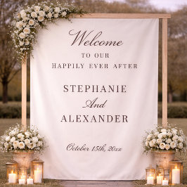 Tapete De Parede Letreiro de Boas-Vindas de Casamento em Tecido Per