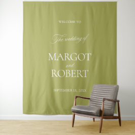 Tapete De Parede Letreiro de Boas-Vindas de Casamento em Verde Oliv
