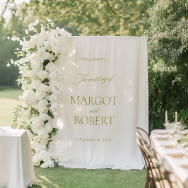 Tapete De Parede Letreiro de Boas-Vindas de Casamento em Verde Oliv